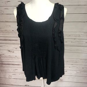 ANTHRO DELETTA • Medium Black Ruffle Pleated Tank